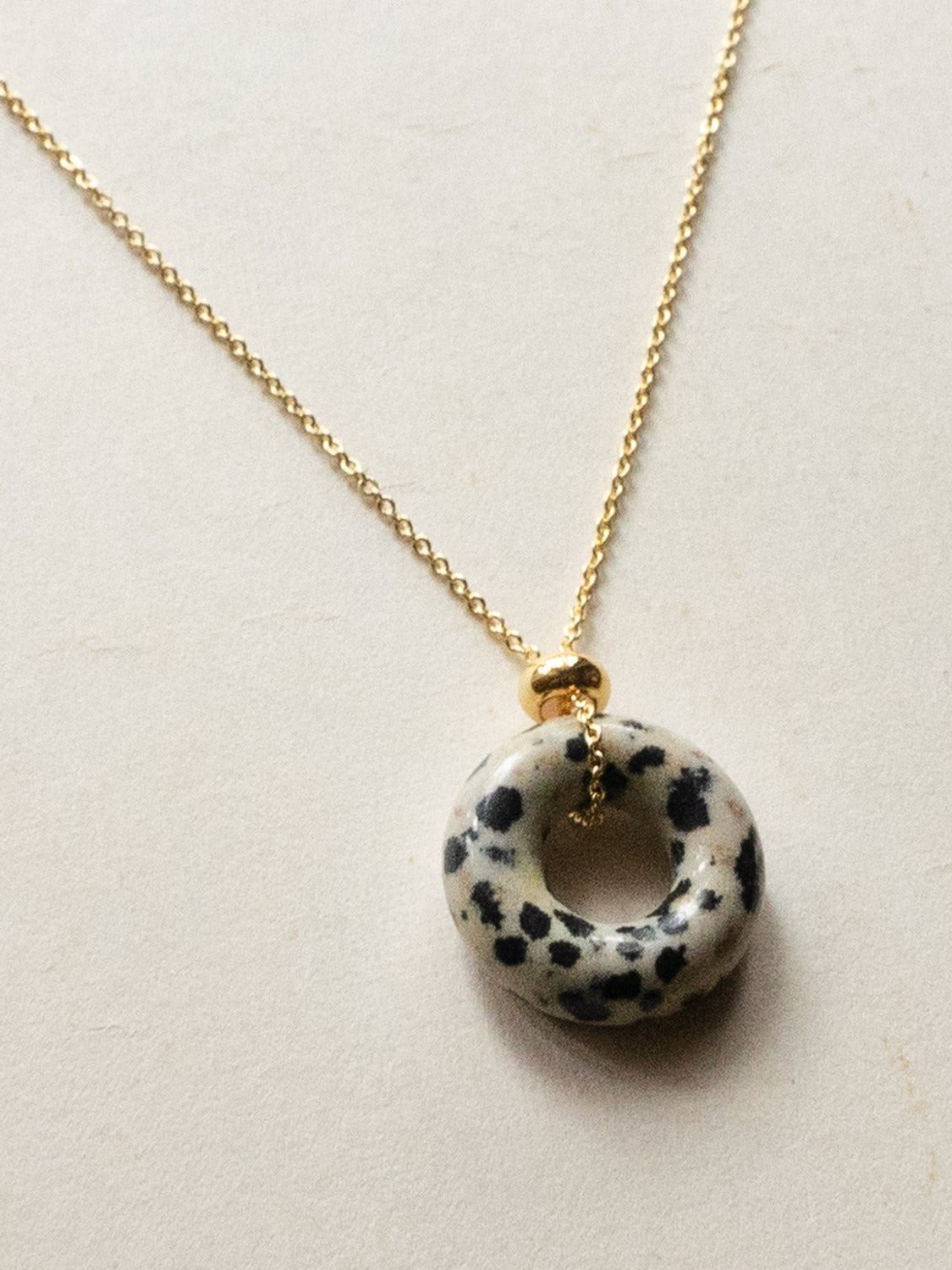 Donut Stone Necklace  Gold   Polka Dot3