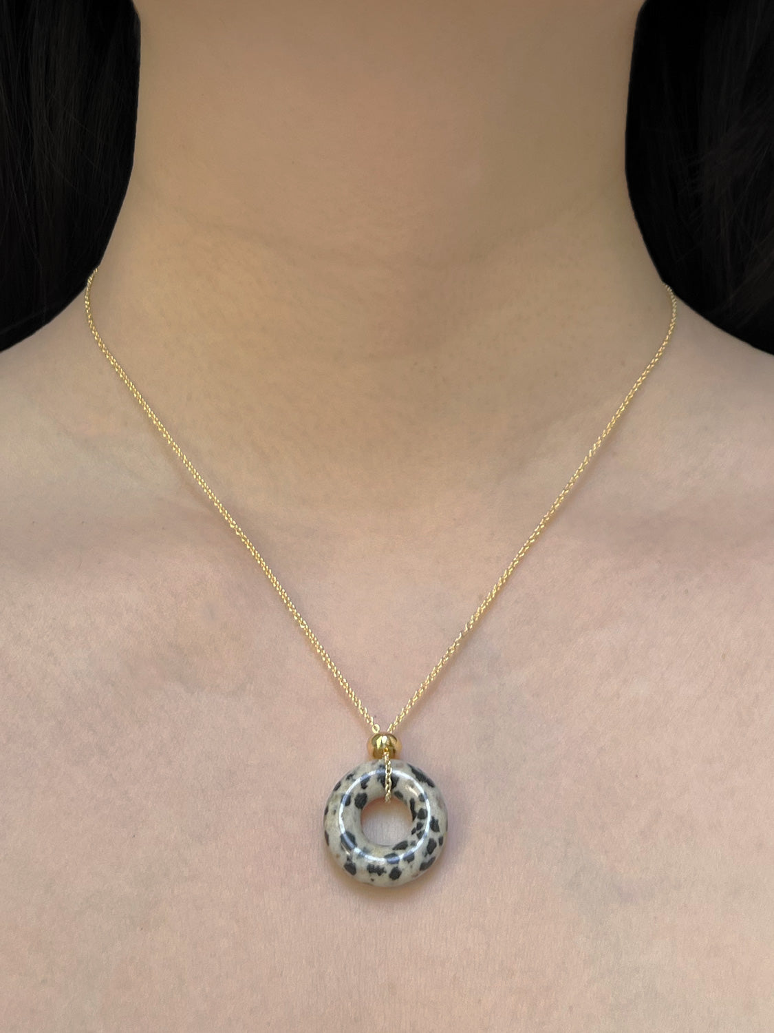 Donut Stone Necklace, Gold - Polka Dot