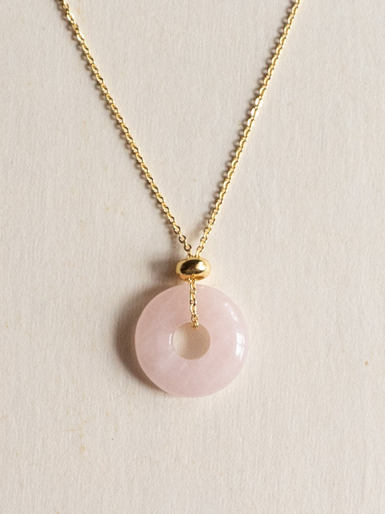 Donut Stone Necklace, Gold - Rose Quartz – Gabi The Label