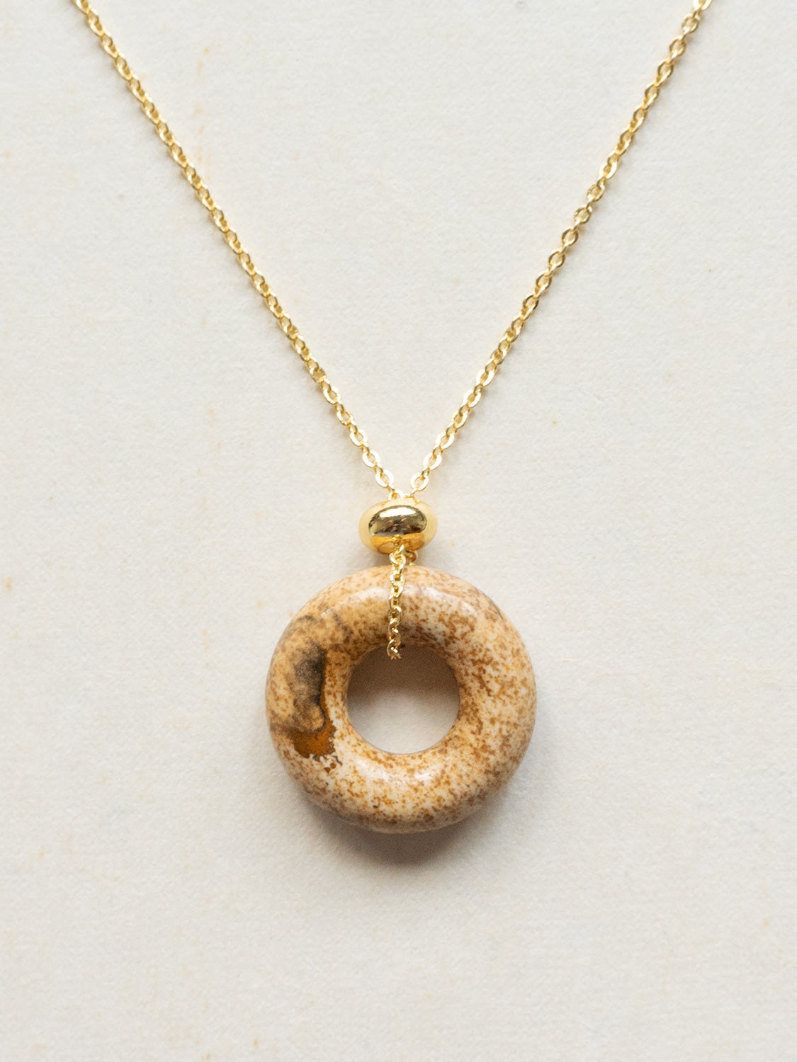 Donut Stone Necklace  Gold   Sandstone1