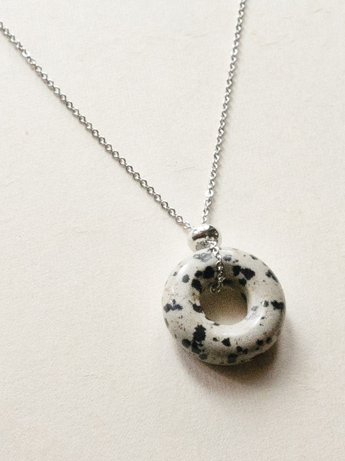 Donut Stone Necklace  Silver   Polka Dot3