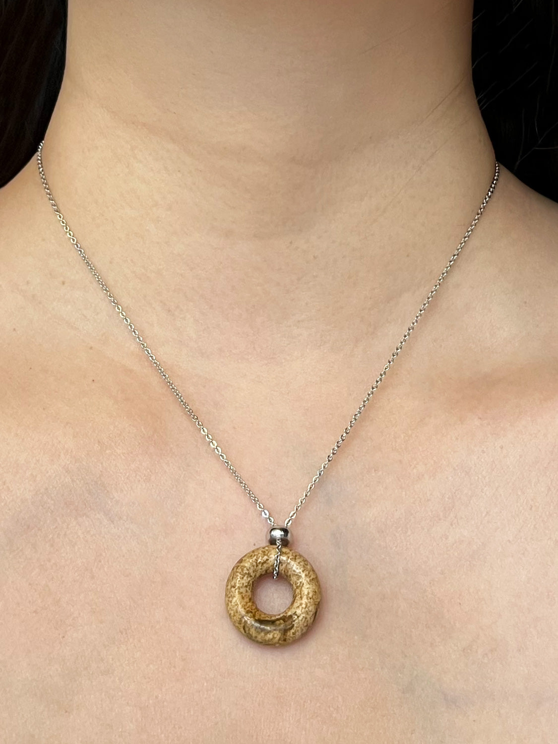 Donut Stone Necklace  Silver   Sandstone2
