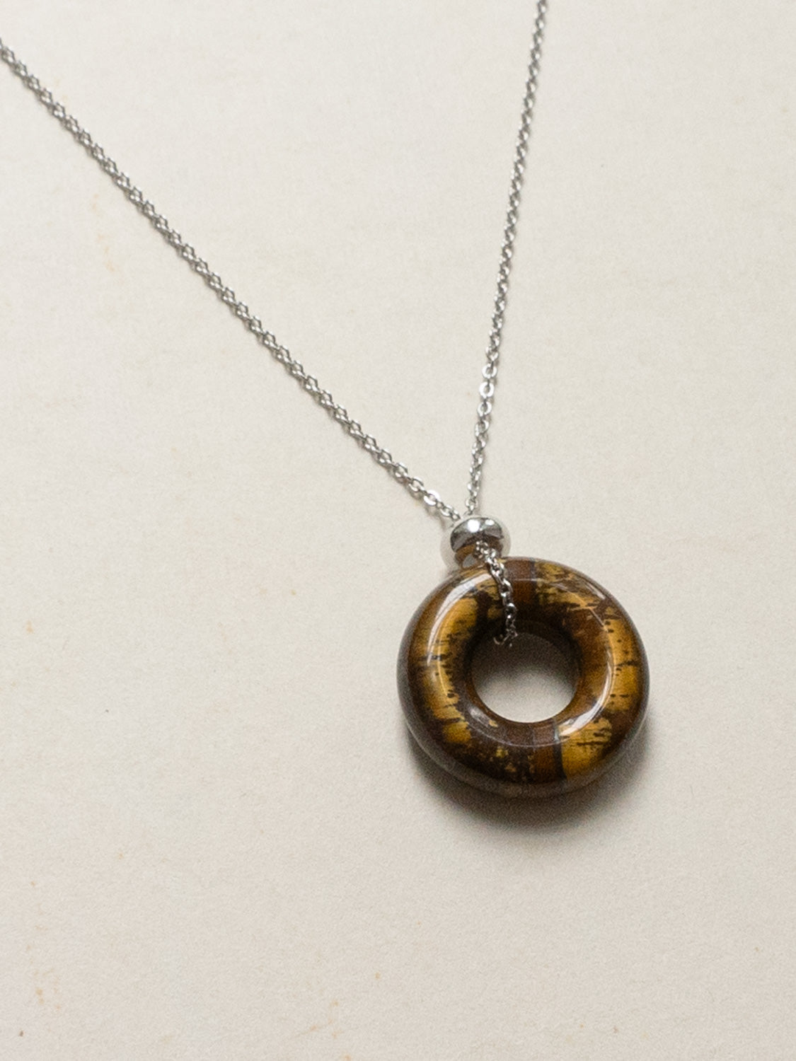 Donut Stone Necklace  Silver   Tiger Eye2
