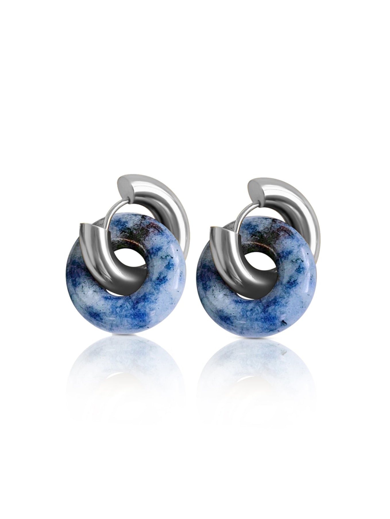 Donut Hoops, Silver - Blue Stone