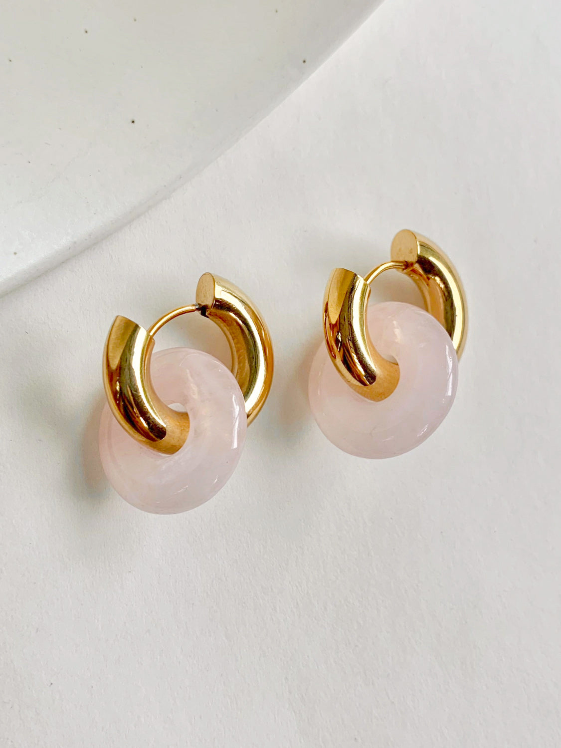 Donut Hoops - Rose Quartz