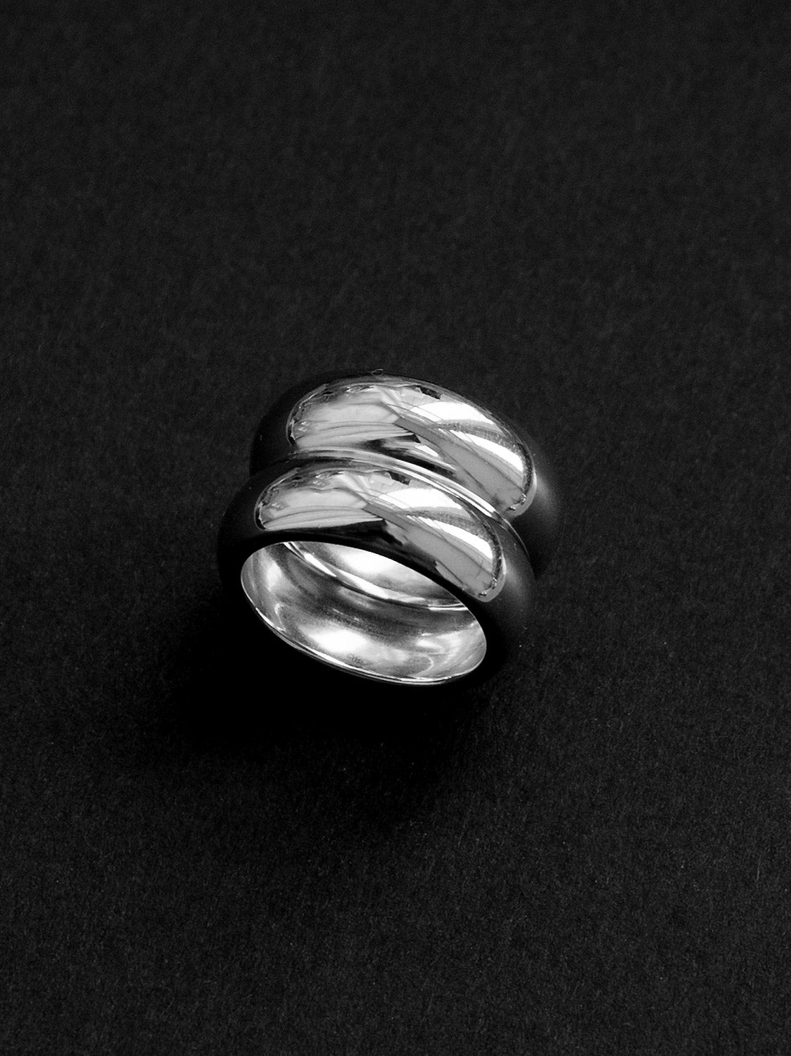 Double Chunky Gold Ring, Stainless Steel - Silver