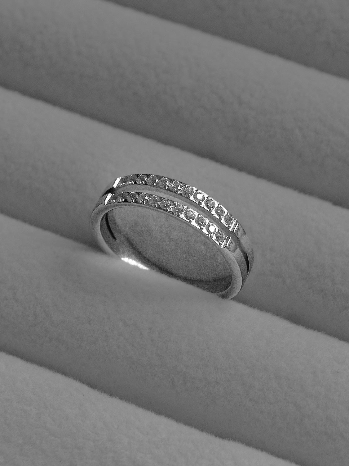 Double Gemstone Lined Ring  Stainless Steel   Silver3