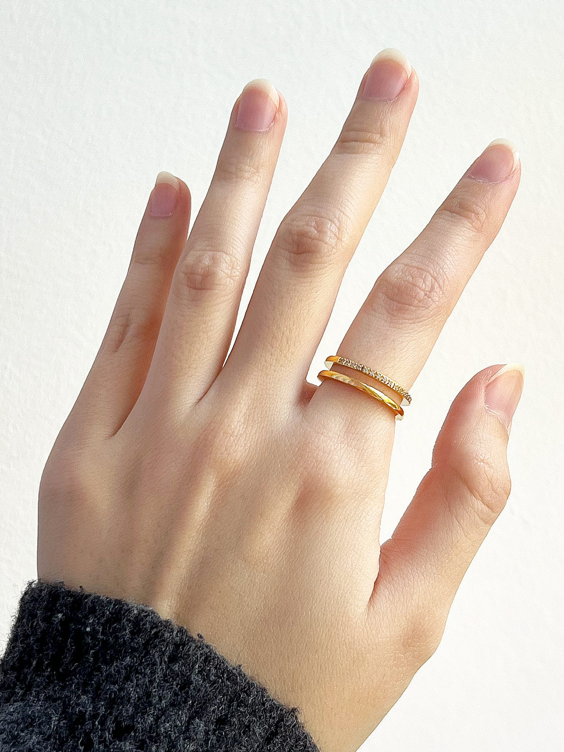 Double Lined Ring, Stainless Steel - Gold