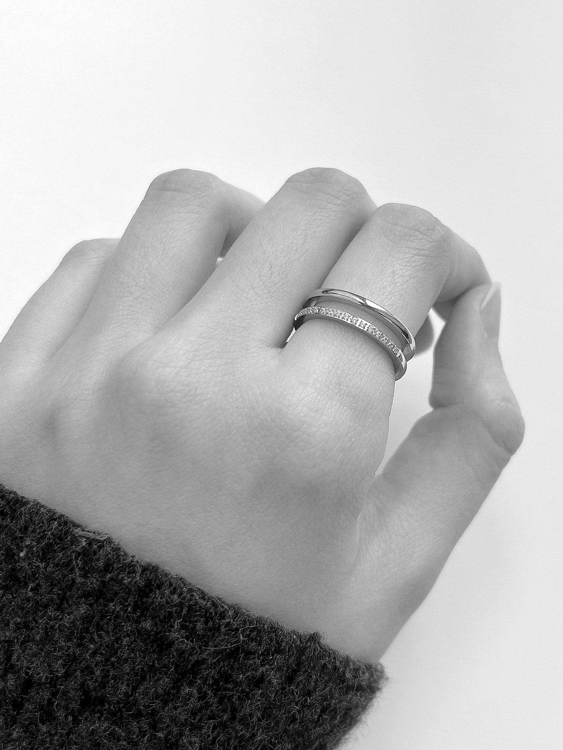 Double Lined Ring, Stainless Steel - Silver