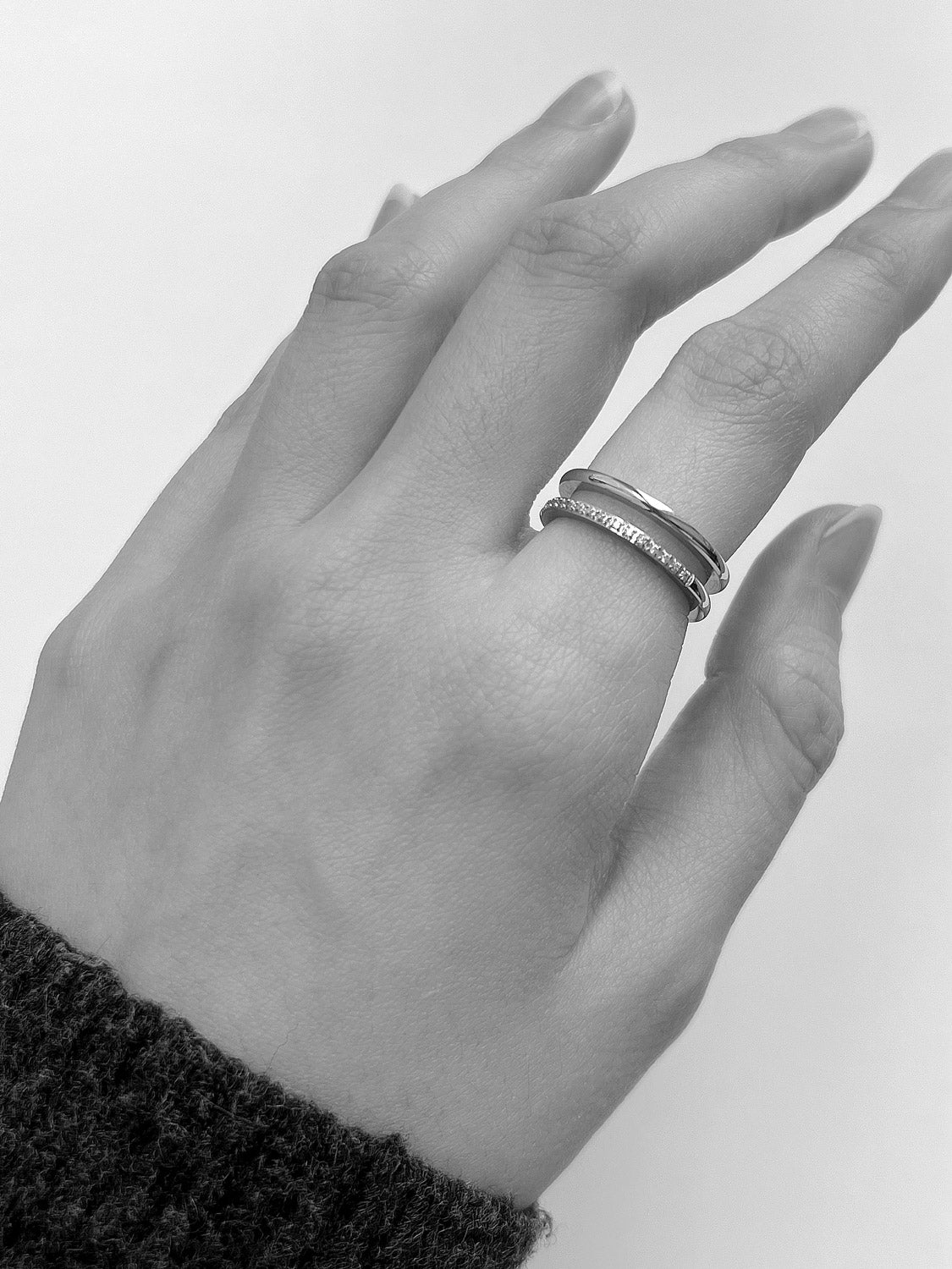 Double Lined Ring, Stainless Steel - Silver
