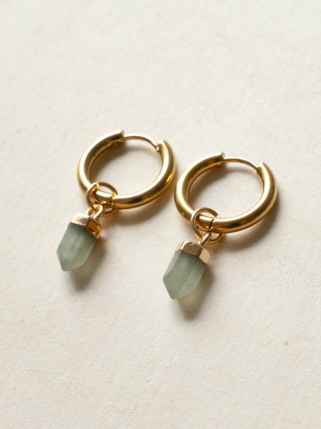 Elemental Petite Hoops - Green Aventurine