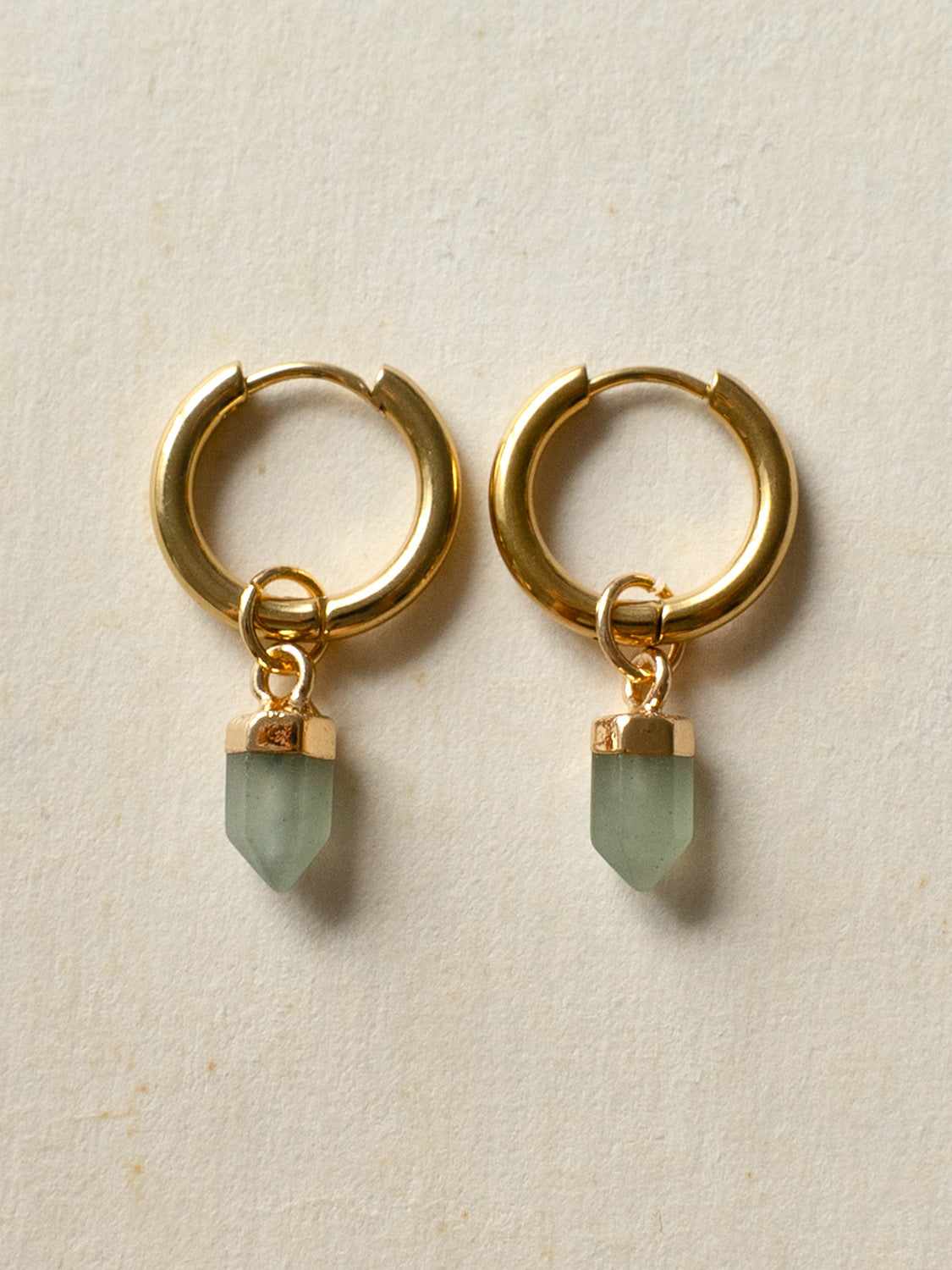 Elemental Petite Hoops   Green Aventurine2