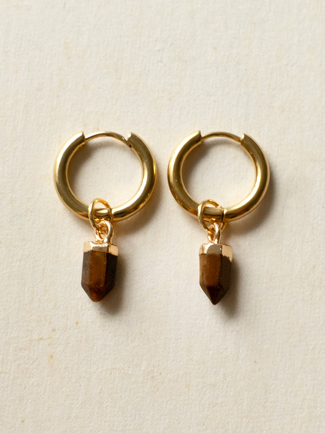 Elemental Petite Hoops   Tiger Eye2