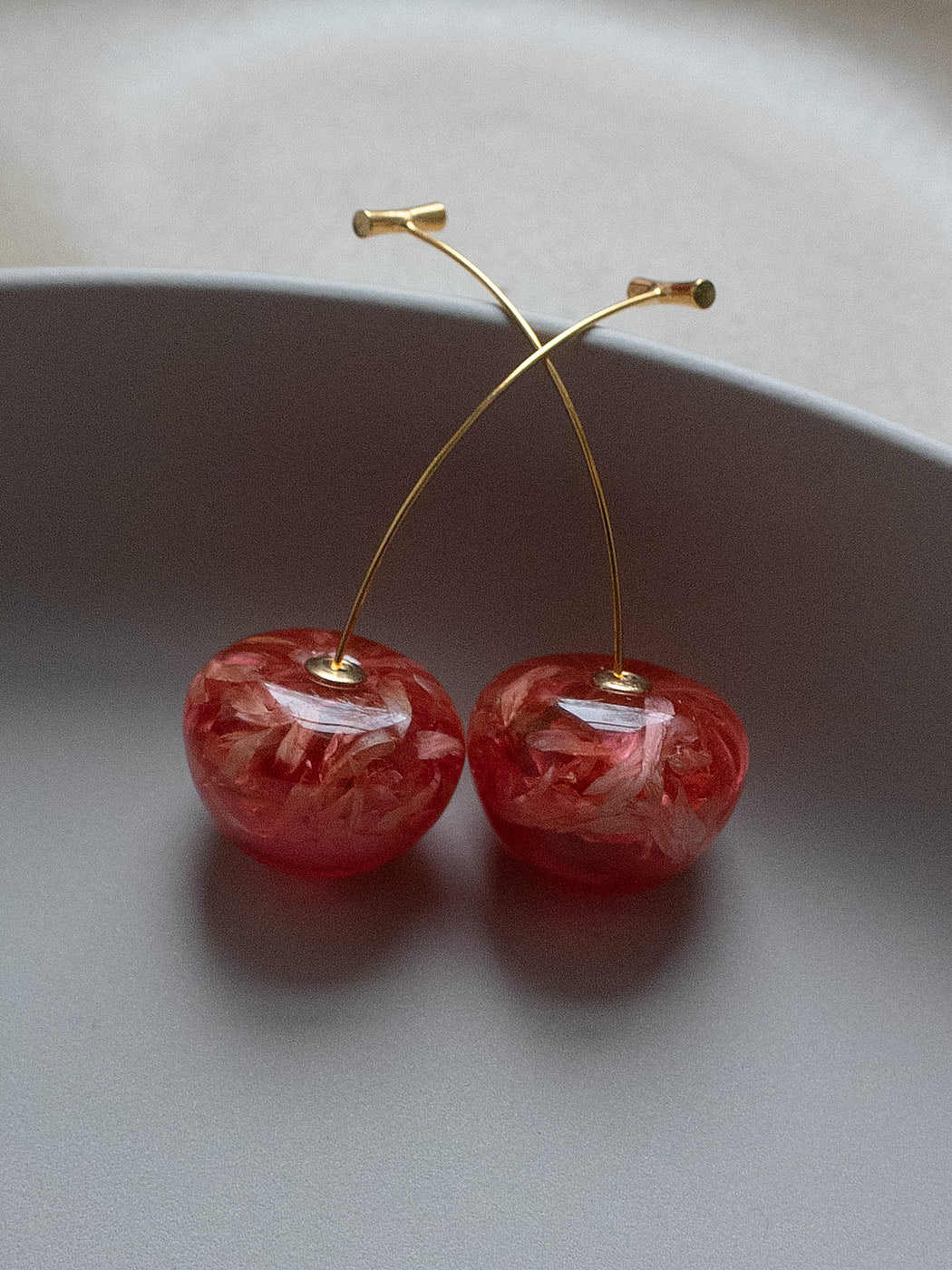 Floral Petals Cherry Earrings - Rosy Red