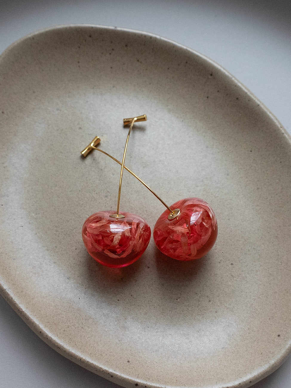 Floral Petals Cherry Earrings - Rosy Red