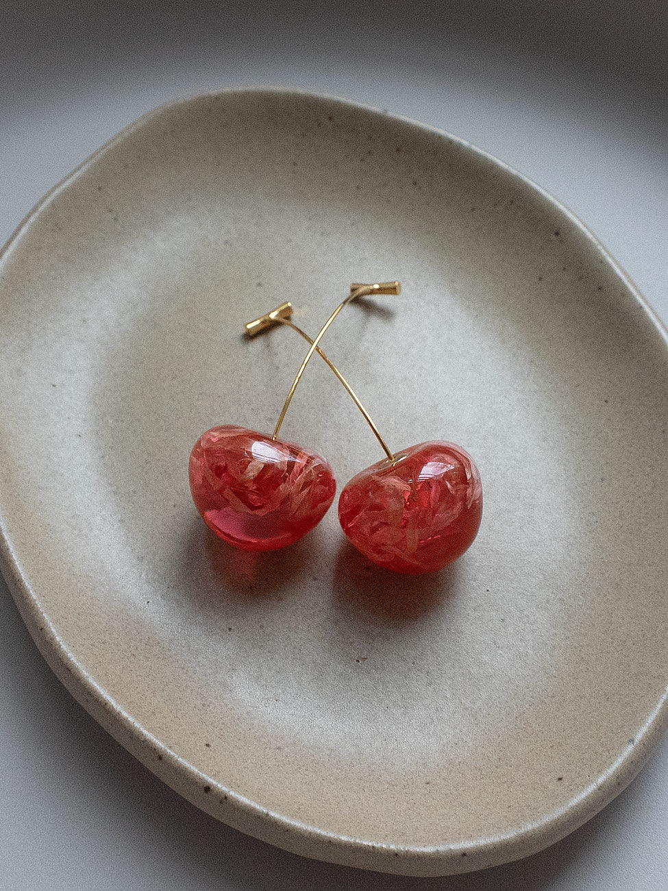 Floral Petals Cherry Earrings - Rosy Red