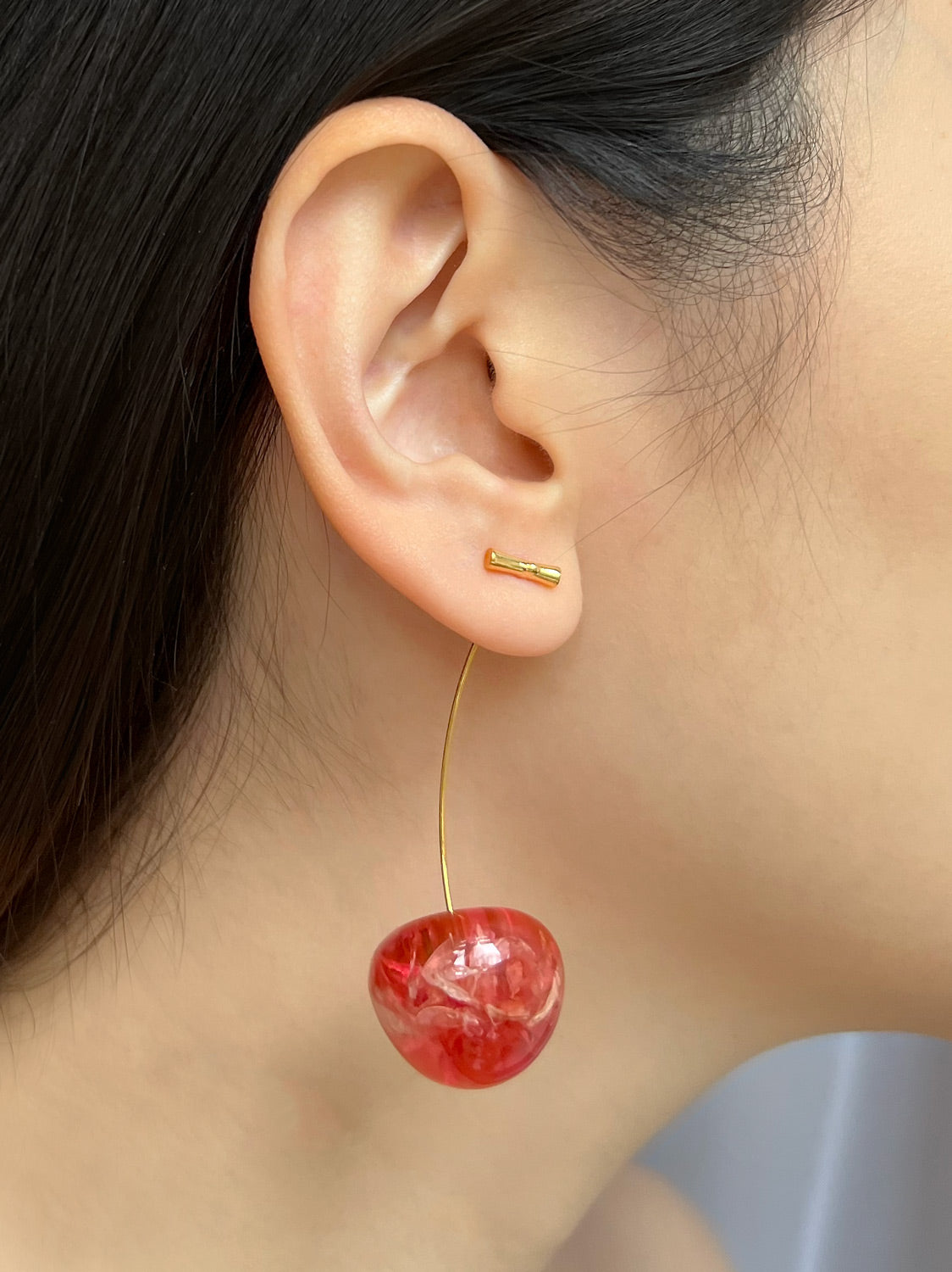 Floral Petals Cherry Earrings - Rosy Red
