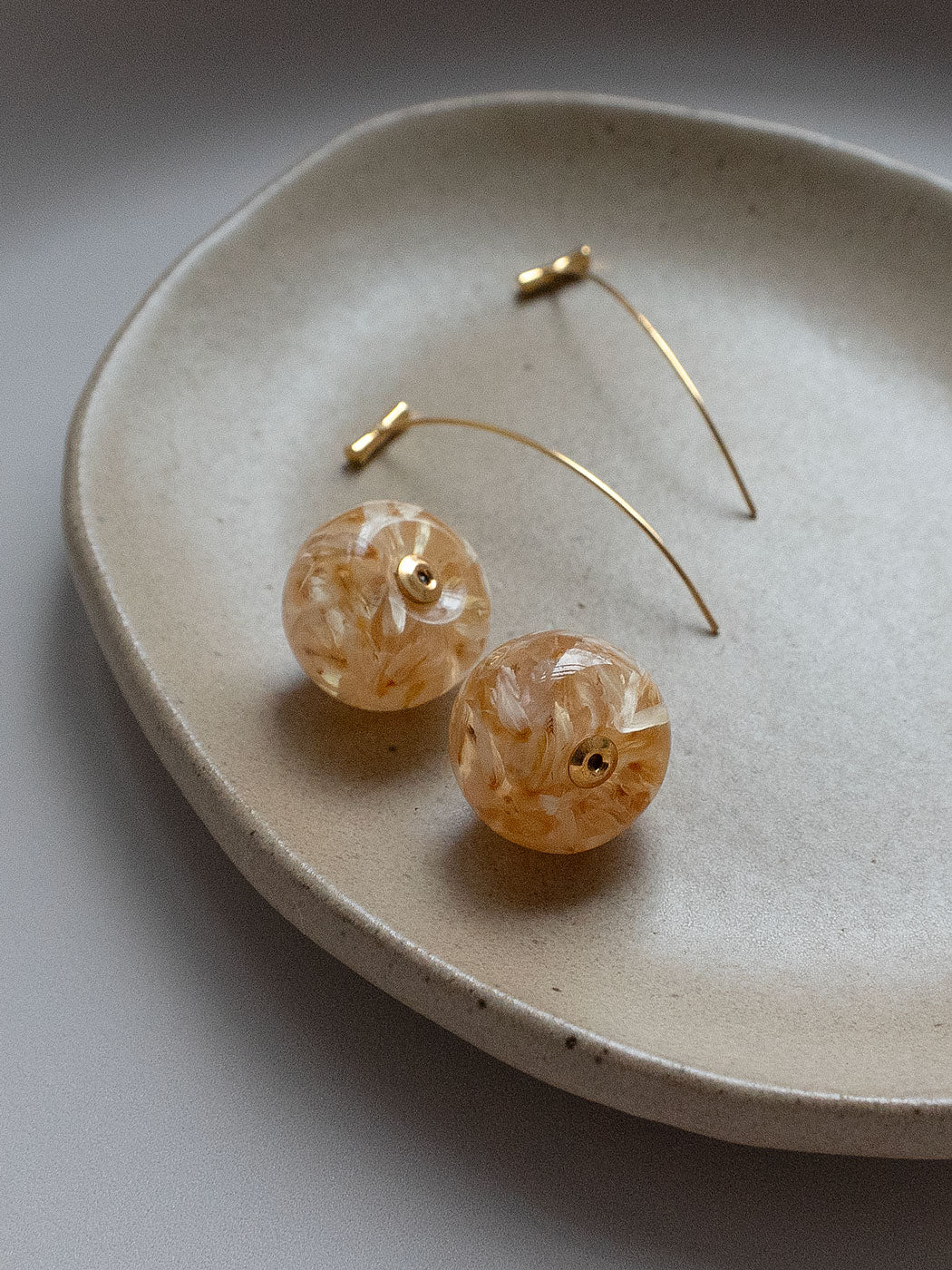 Floral Petals Cherry Earrings - Rustic Clear