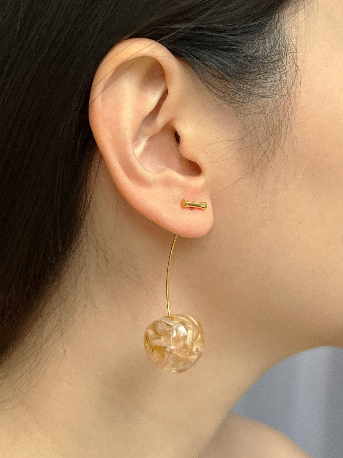 Floral Petals Cherry Earrings - Rustic Clear