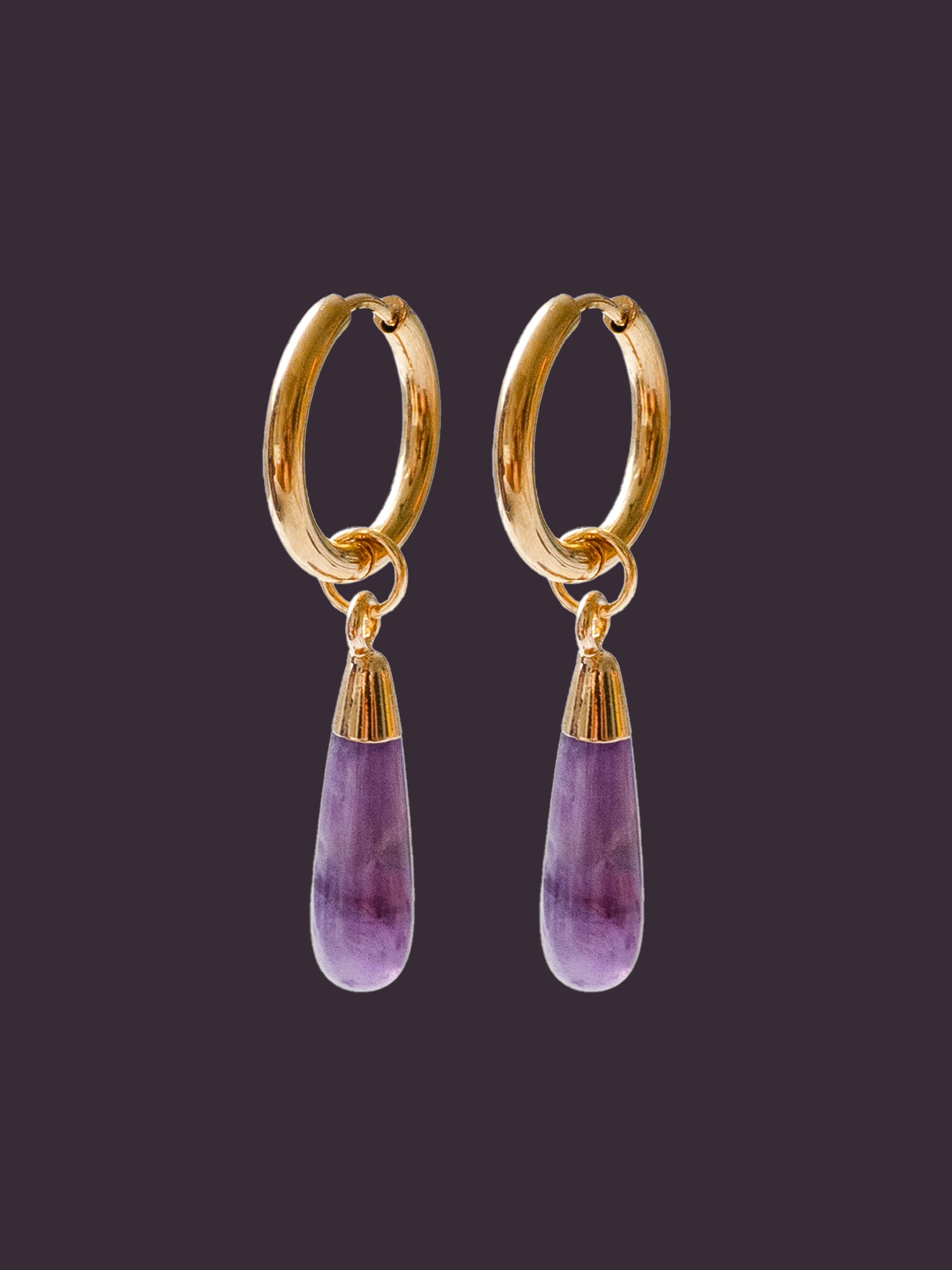 Flow Stone Hoops   Amethyst Purple bkg