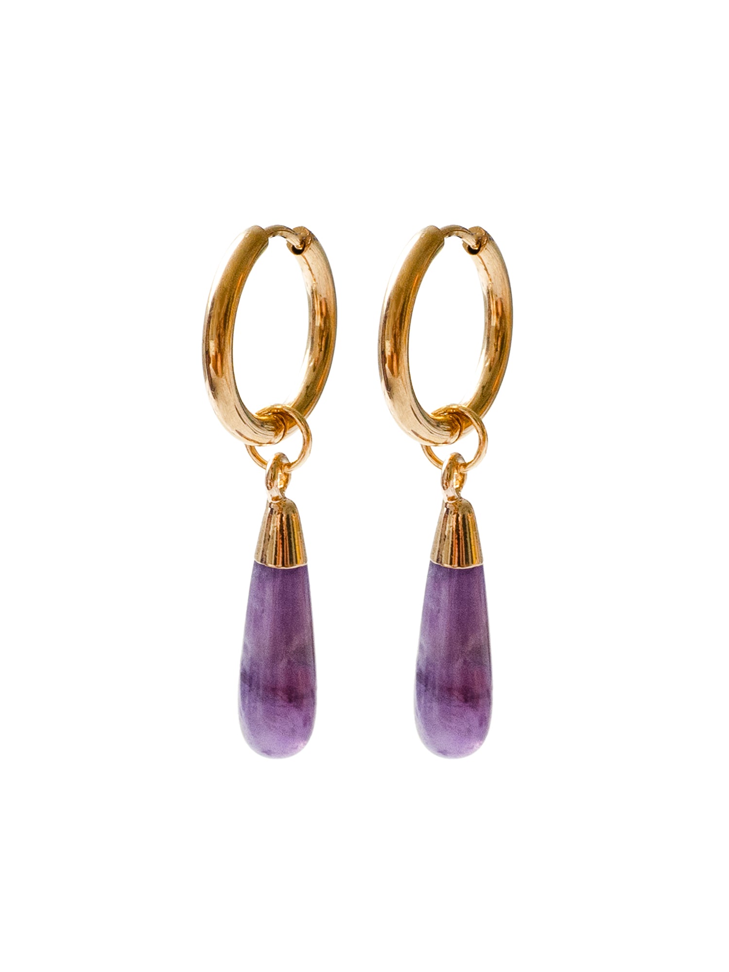 Flow Stone Hoops - Amethyst Purple