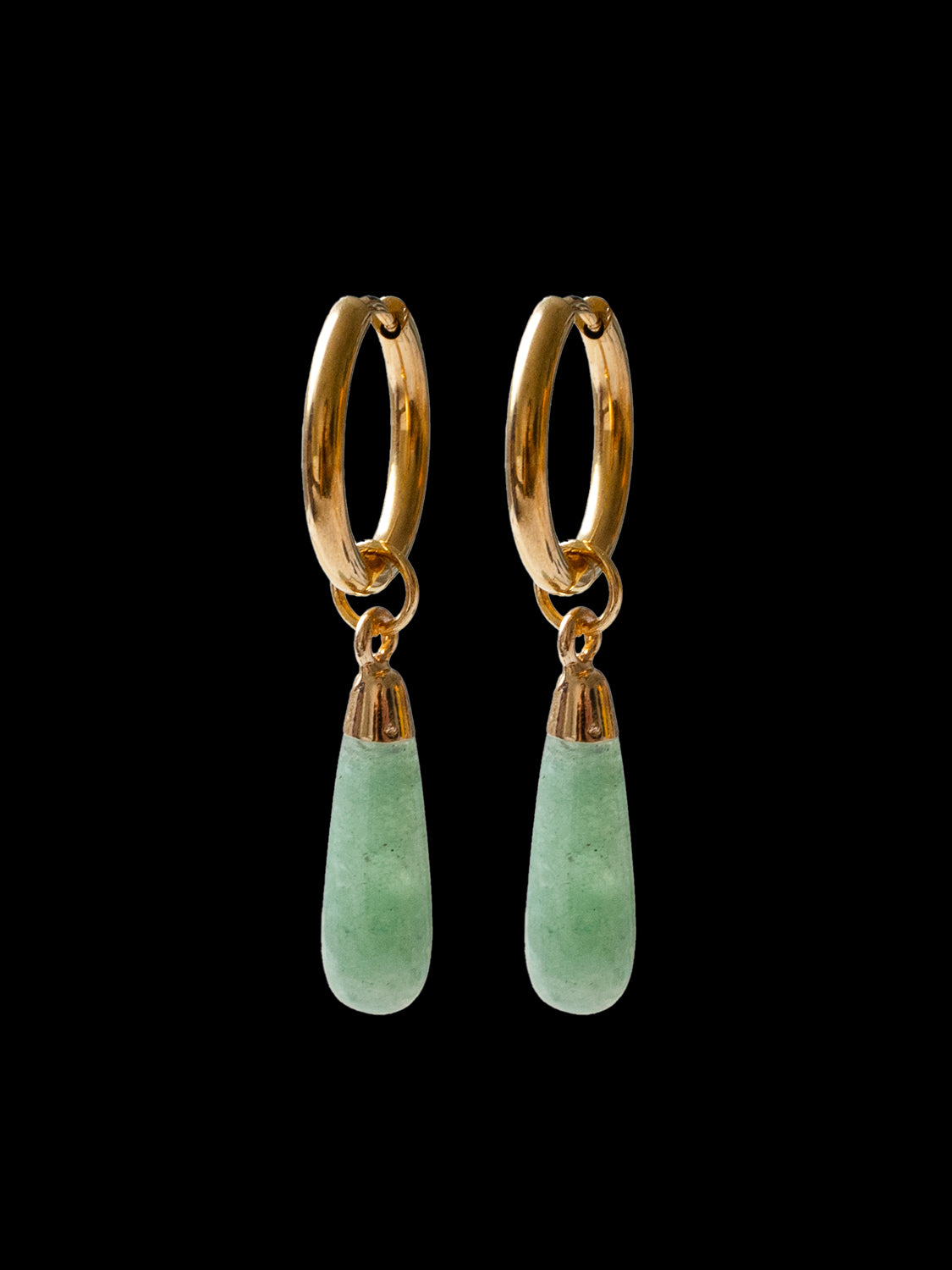Flow Stone Hoops - Green Aventurine