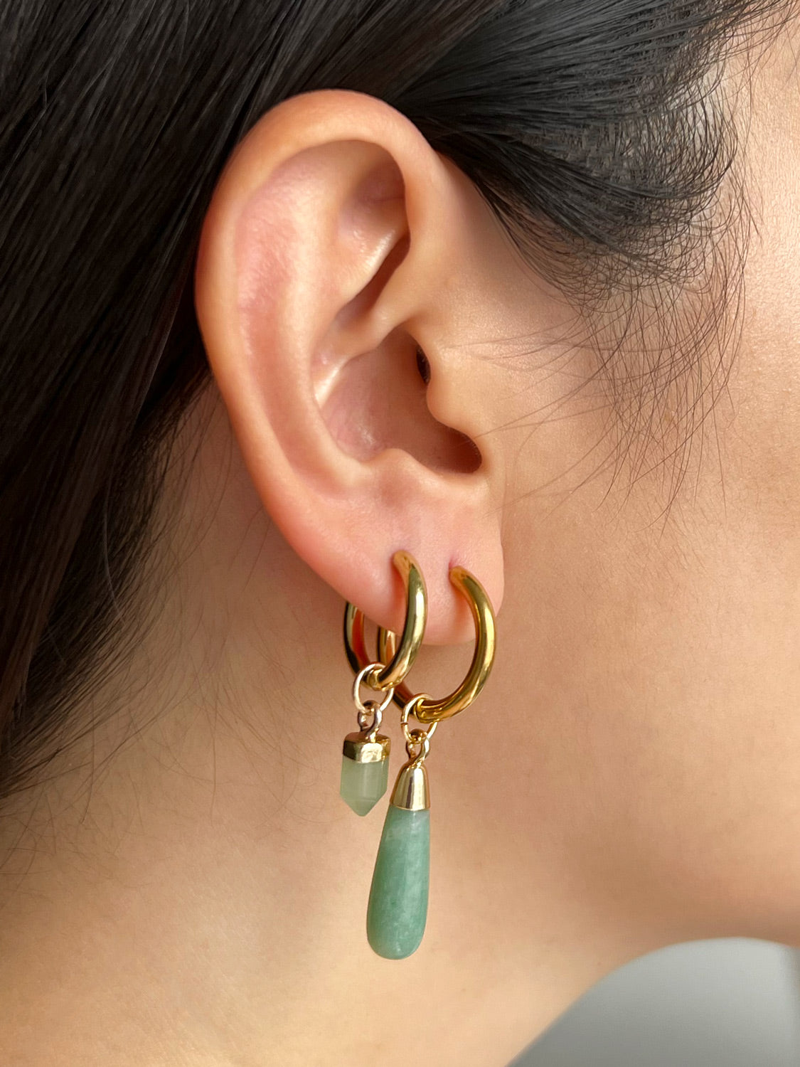 Flow Stone Hoops   Green Aventurine4