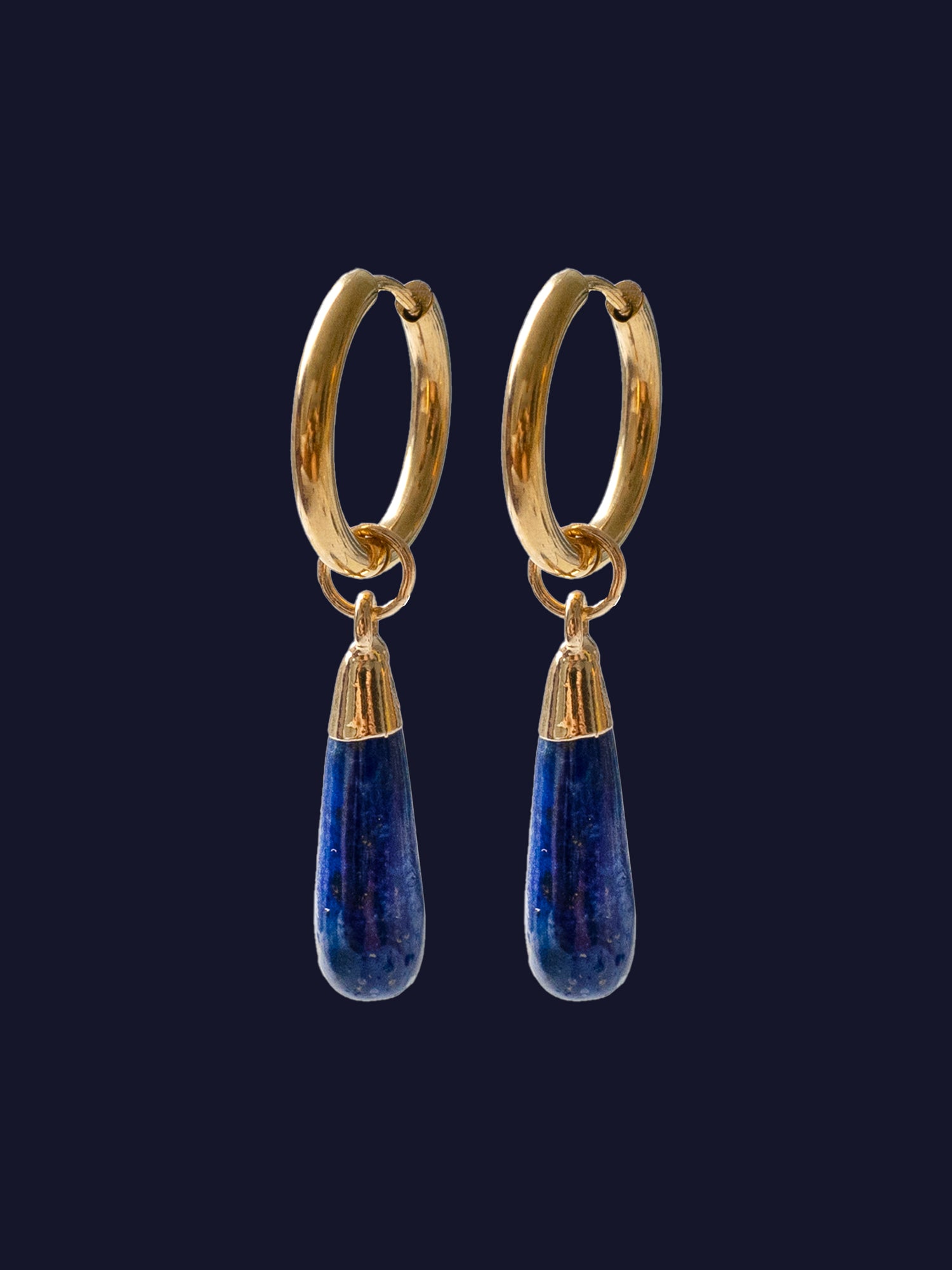 Flow Stone Hoops   Lapis Lazuli bkg