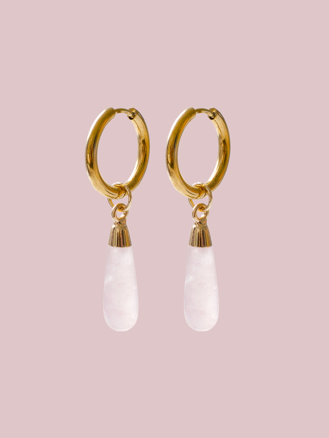 Flow Stone Hoops   Rose Quartz bkgr