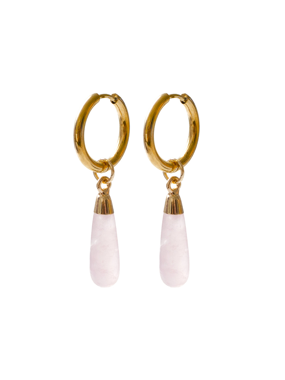 Flow Stone Hoops - Rose Quartz