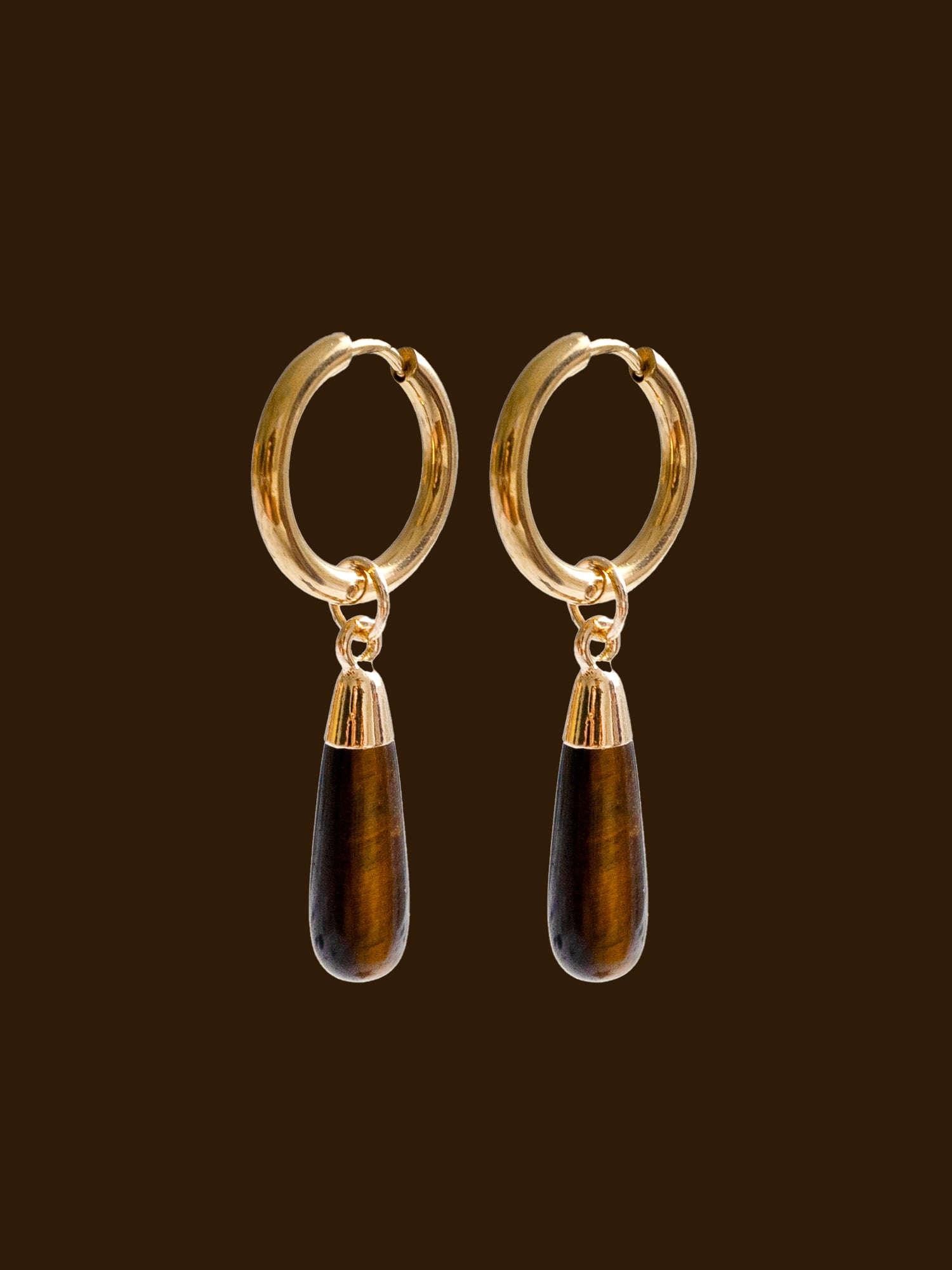 Flow Stone Hoops   Tiger Eye bkg