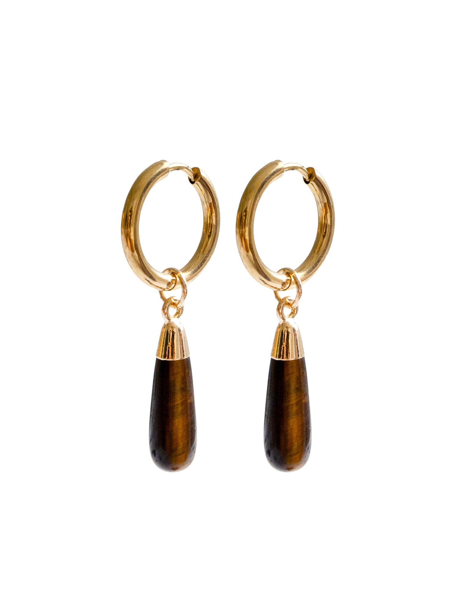 Flow Stone Hoops - Tiger Eye