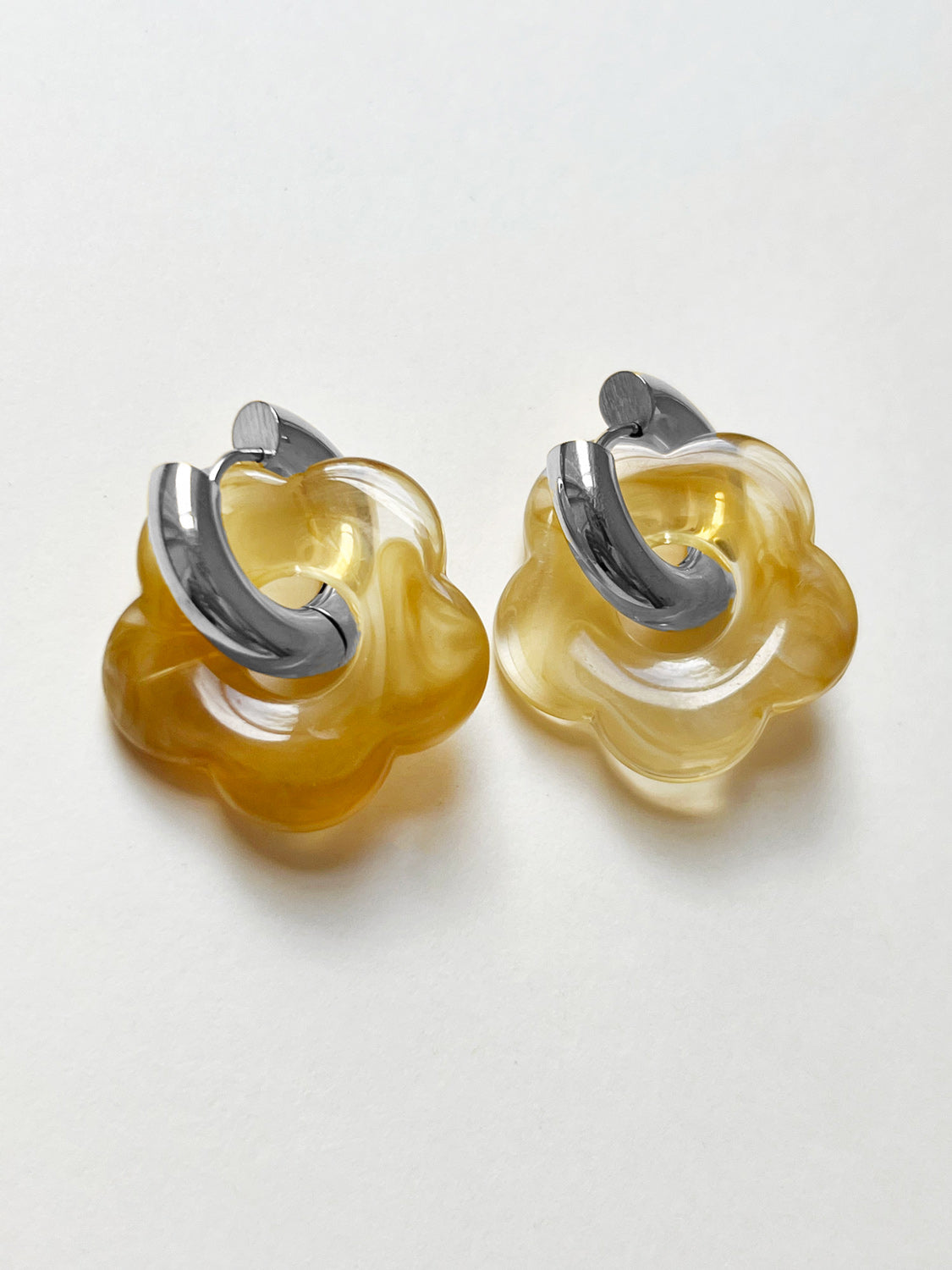 Flower Donut Hoops  Silver   Brown1