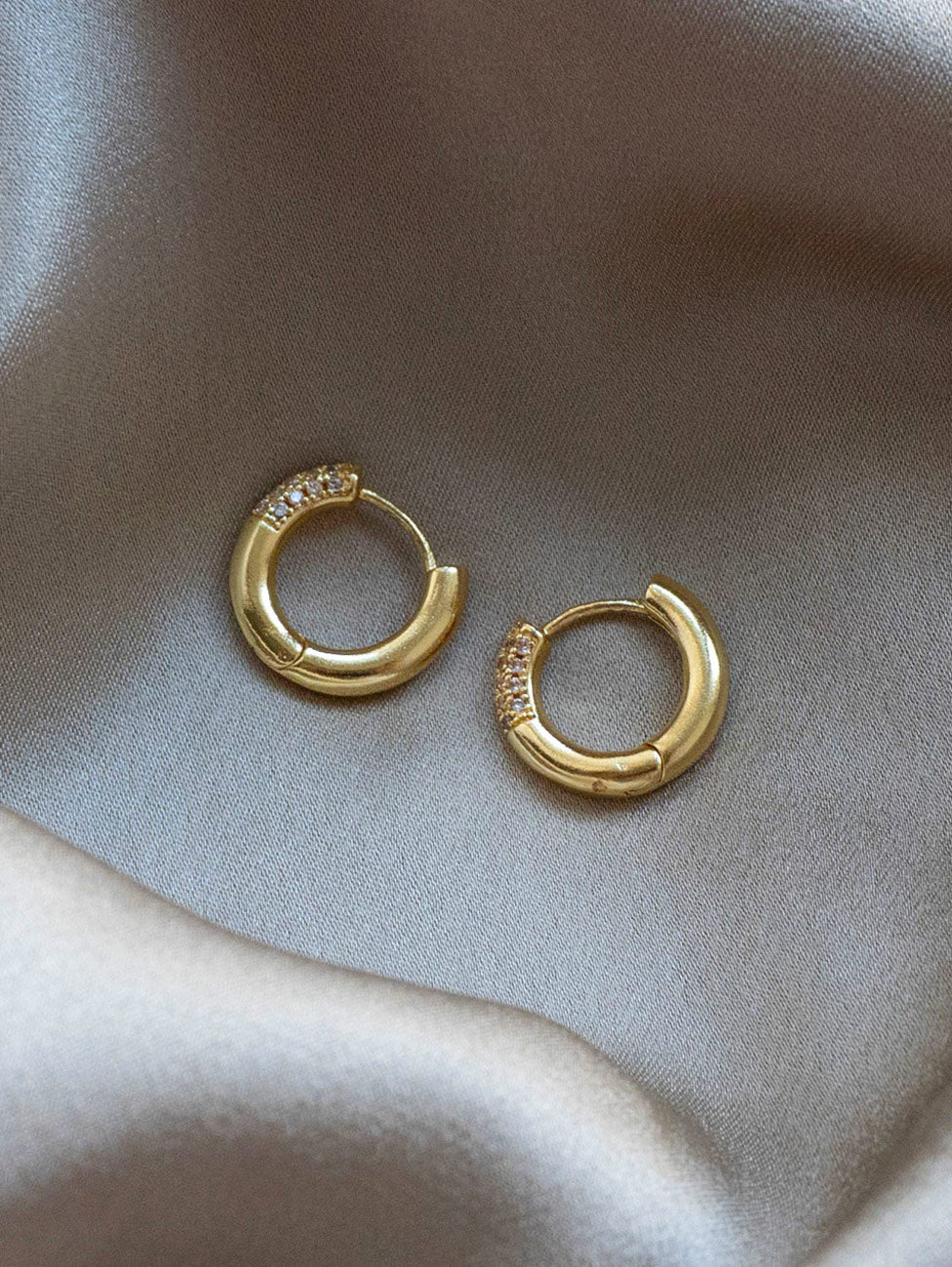 Gemstone Dipped Gold Huggies  S925 4