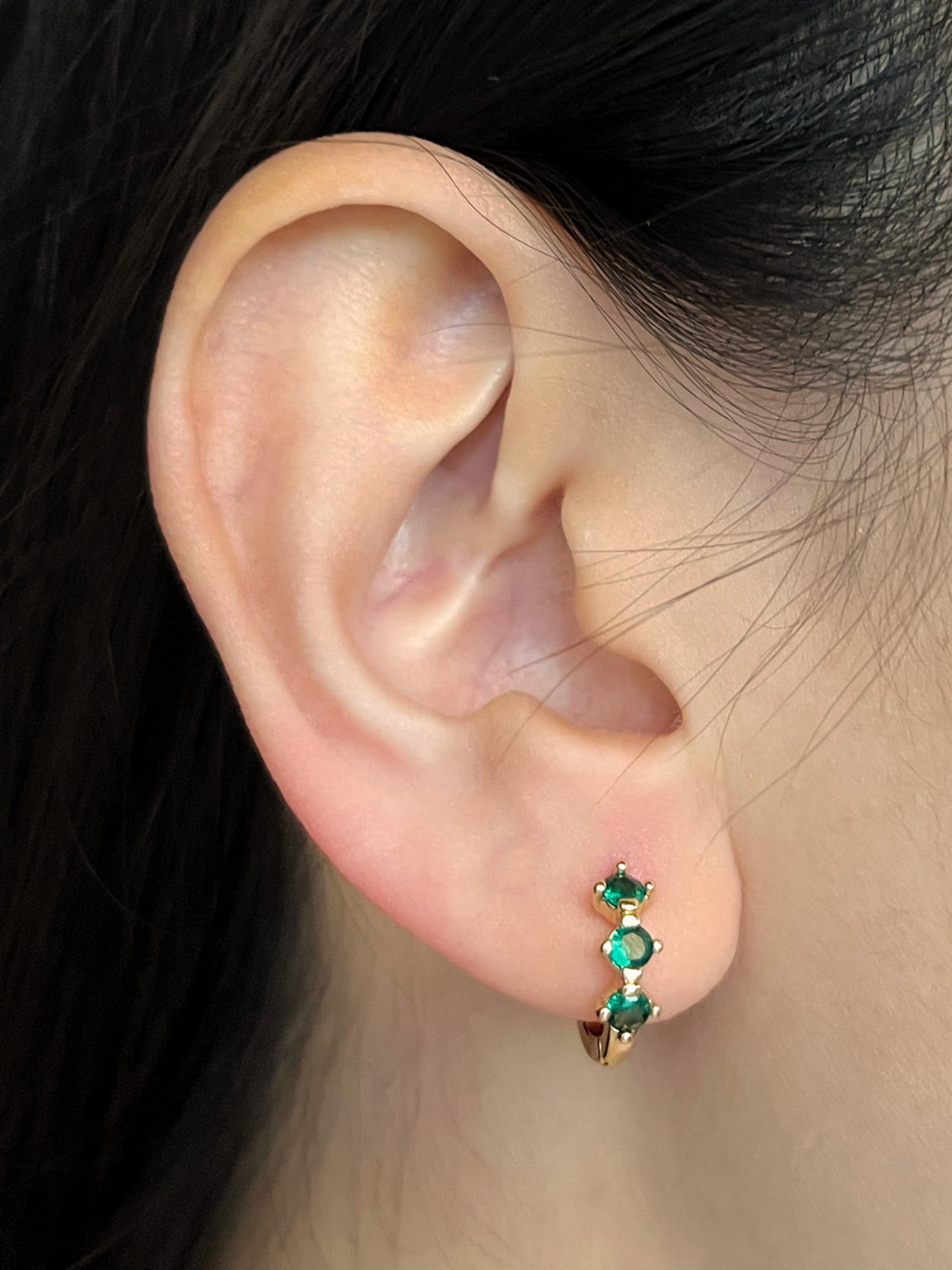 Gemstone Huggies - Emerald Green