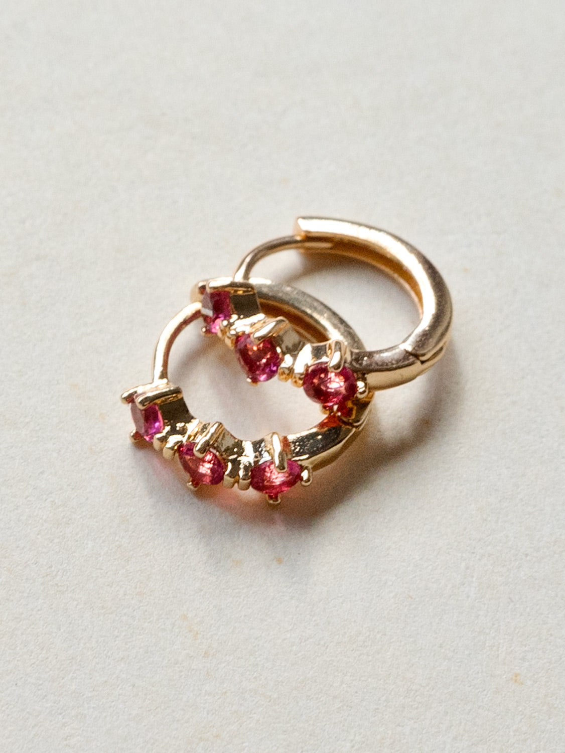 Gemstone Huggies   Magenta1