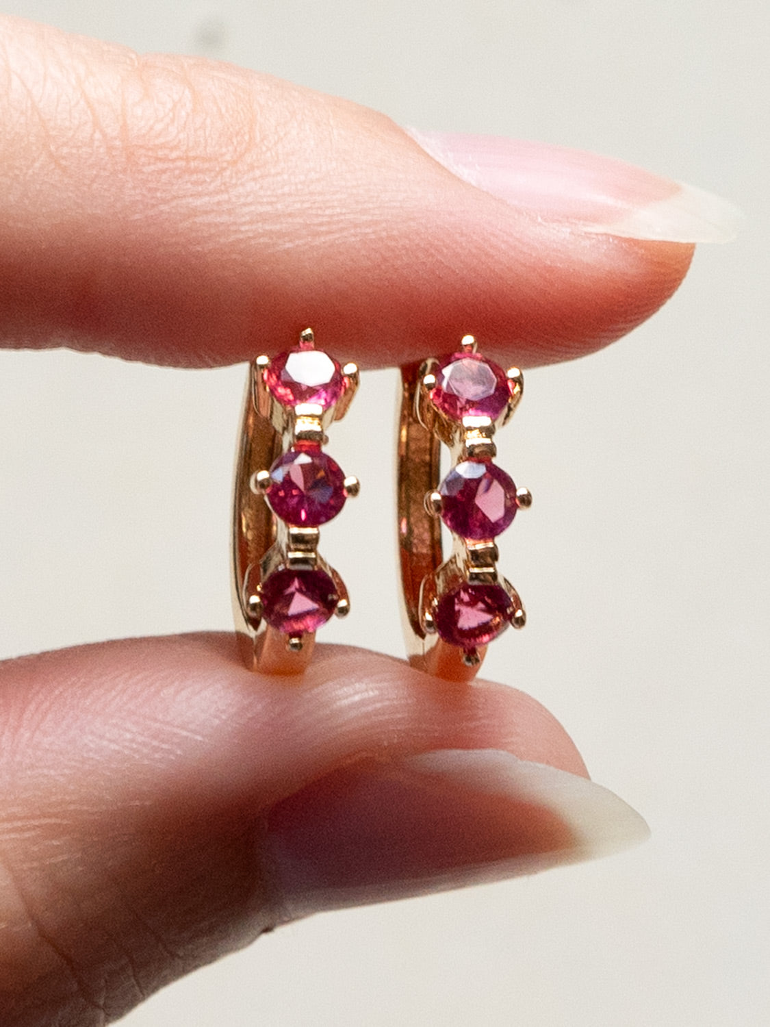 Gemstone Huggies   Magenta2