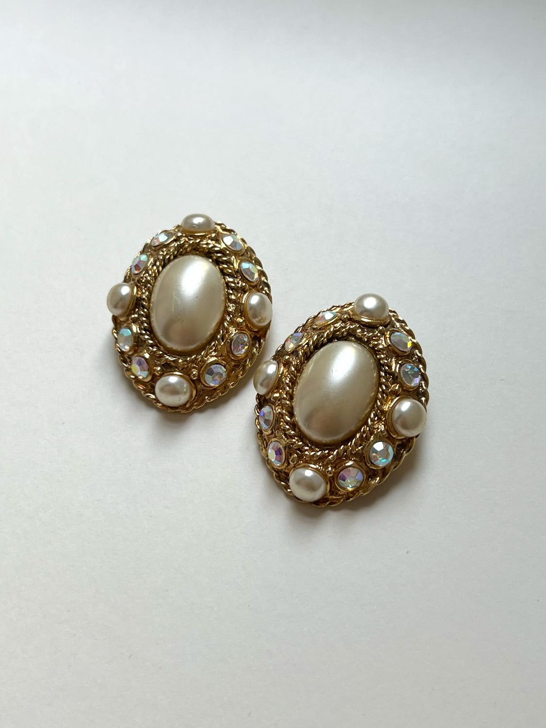 Gemstone and Pearl-encrusted Clip-Ons (Vintage)