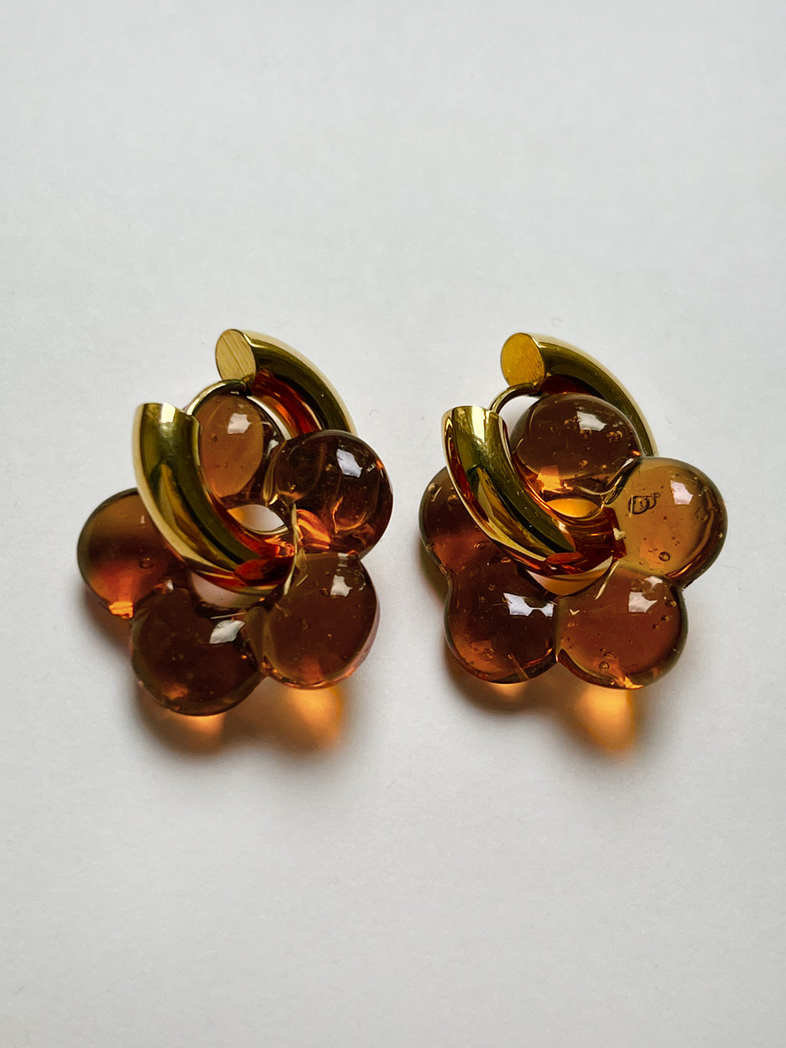 Glass Flower Donut Hoops   Brown2