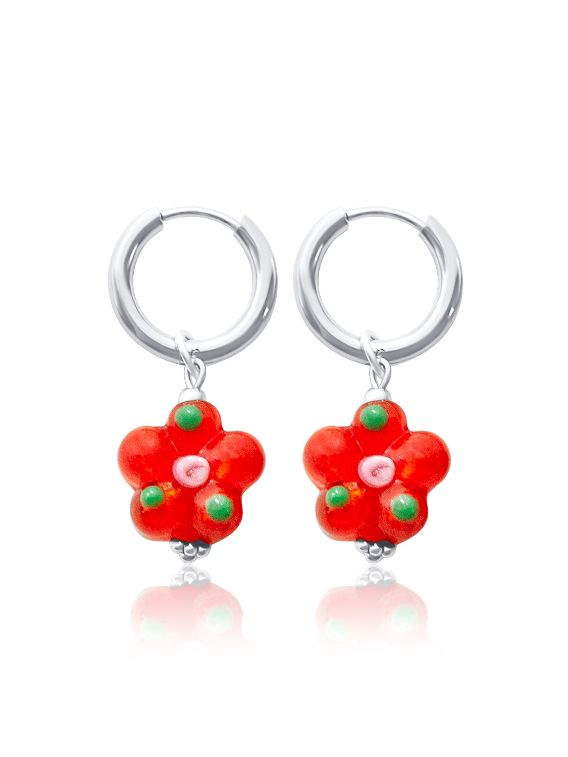 Glass Flower Hoops   Carrot Orange  Silver1 e85a5ac3 ac85 400c 9d21 0c78d7595eb8