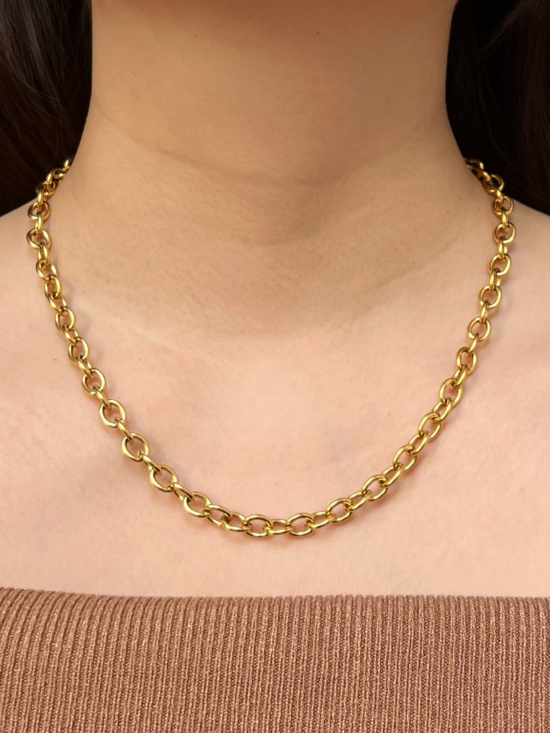 Gold Chunky Necklace  Stainless Steel