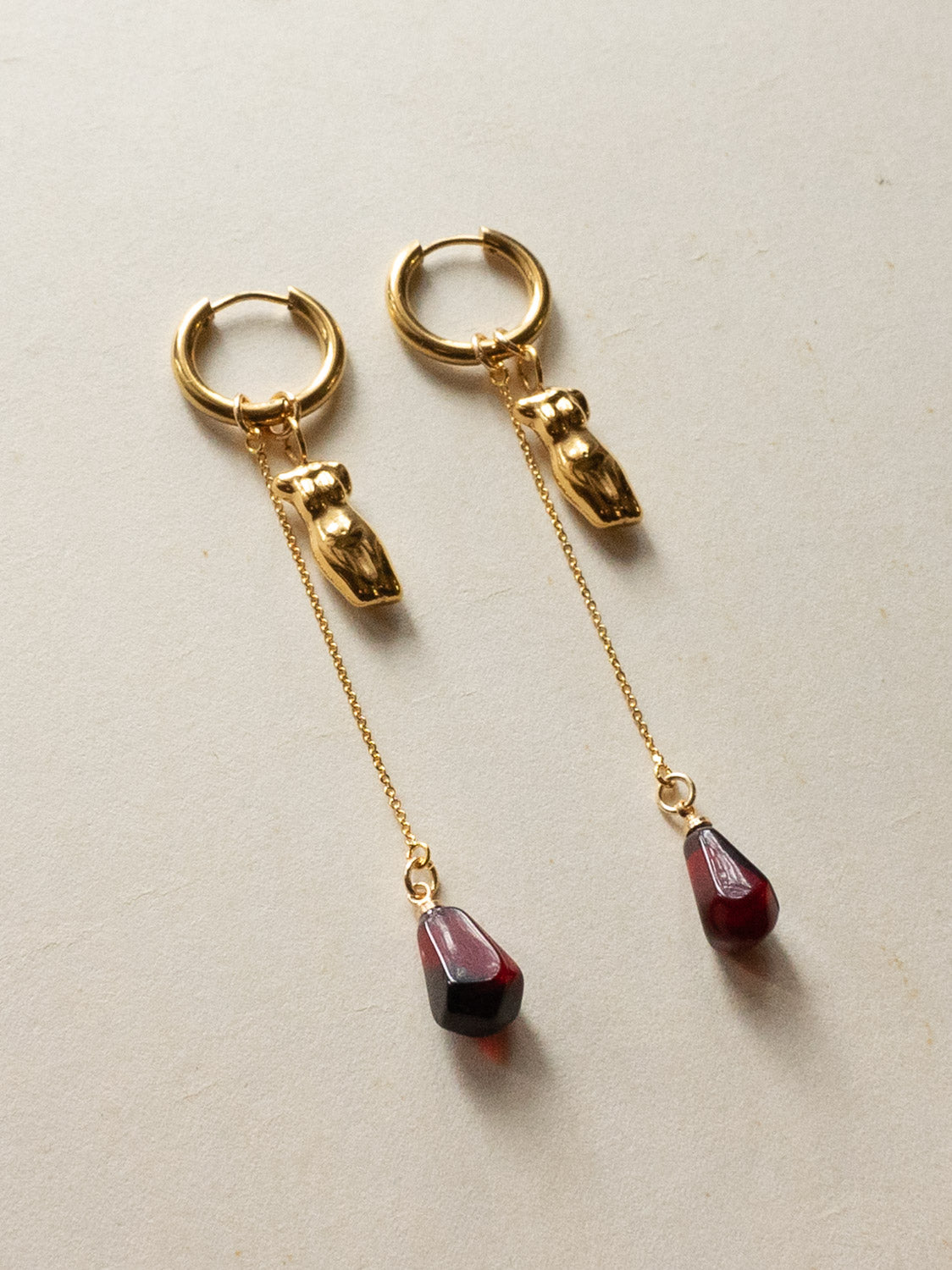 Gold Hoops - Female Form, Pomegranate
