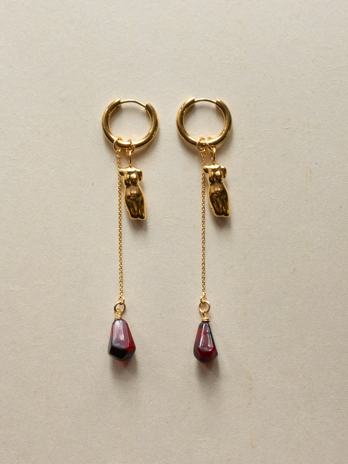 Gold Hoops - Female Form, Pomegranate