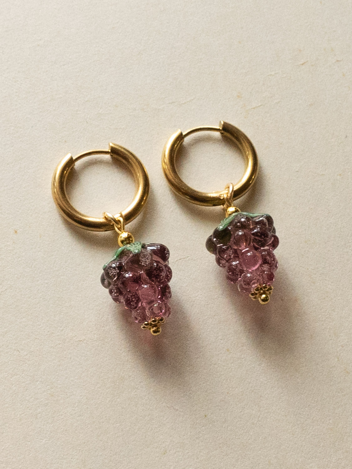 Gold Hoops - Mini Glass Grape