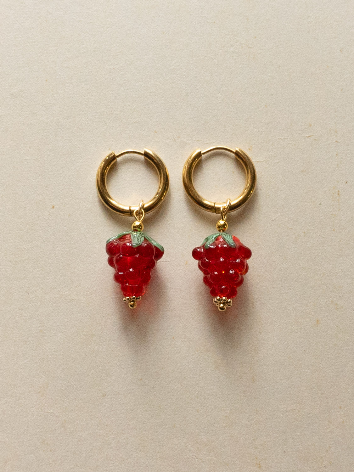 Gold Hoops   Mini Glass Raspberry