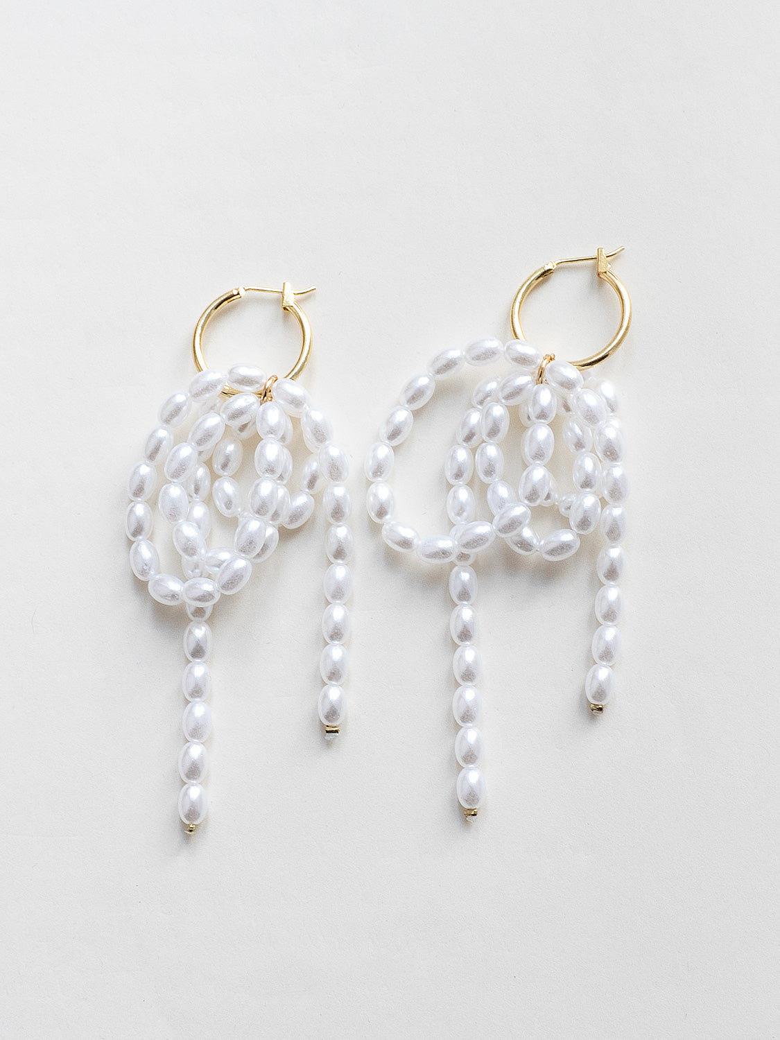 Gold Hoops With Cascading Pearls2