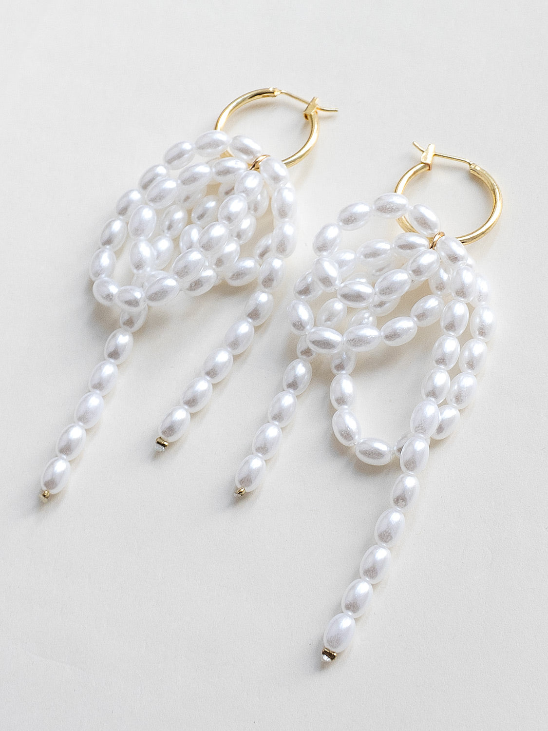 Gold Hoops With Cascading Pearls