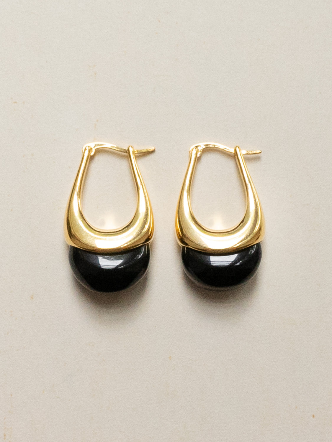 Gold Lucite Hoops   Black