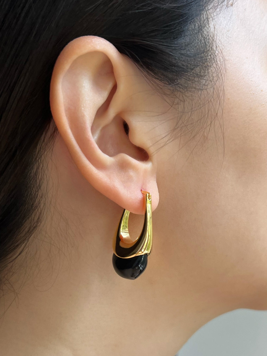 Gold Lucite Hoops - Black