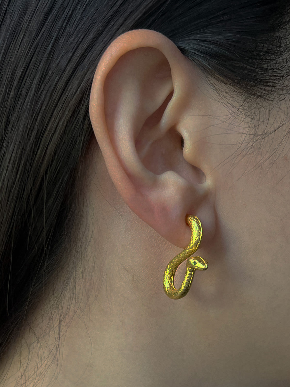 Gold Matte Serpent Earrings